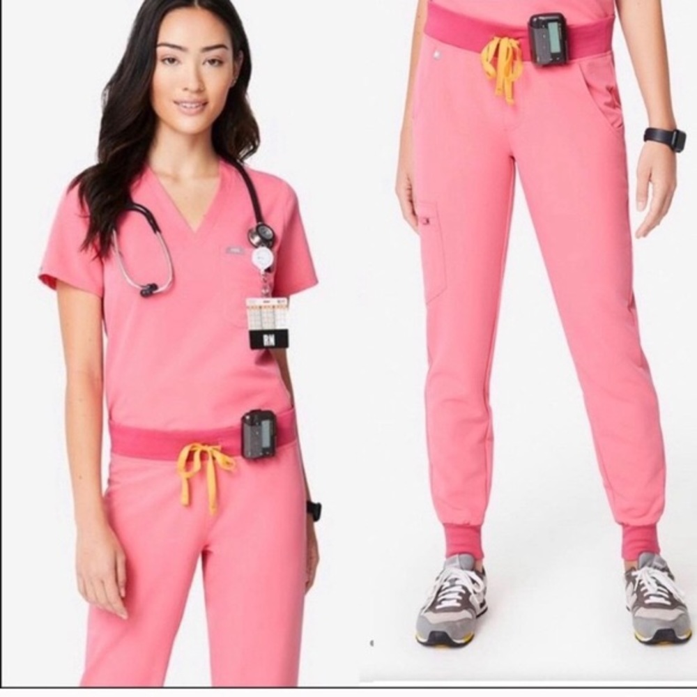Figs scrubs neon pink